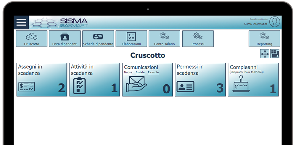 Schermo di un monitor con schermata principale del software